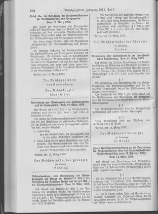 The Reichsgesetzblatt Teil I page on which the measure was published