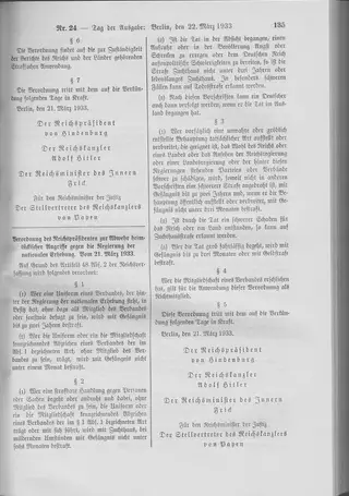 The Reichsgesetzblatt Teil I page on which the measure was published