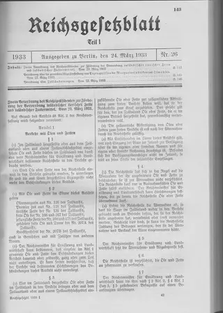 The Reichsgesetzblatt Teil I page on which the measure was published