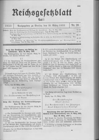 The Reichsgesetzblatt Teil I page on which the measure was published