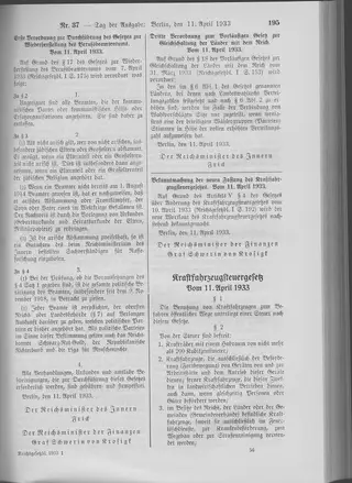 The Reichsgesetzblatt Teil I page on which the measure was published