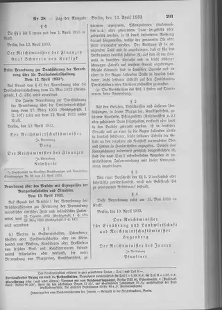 The Reichsgesetzblatt Teil I page on which the measure was published
