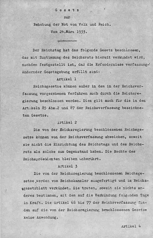 A typed page headed with the title of the law and the date, followed by numbered articles.