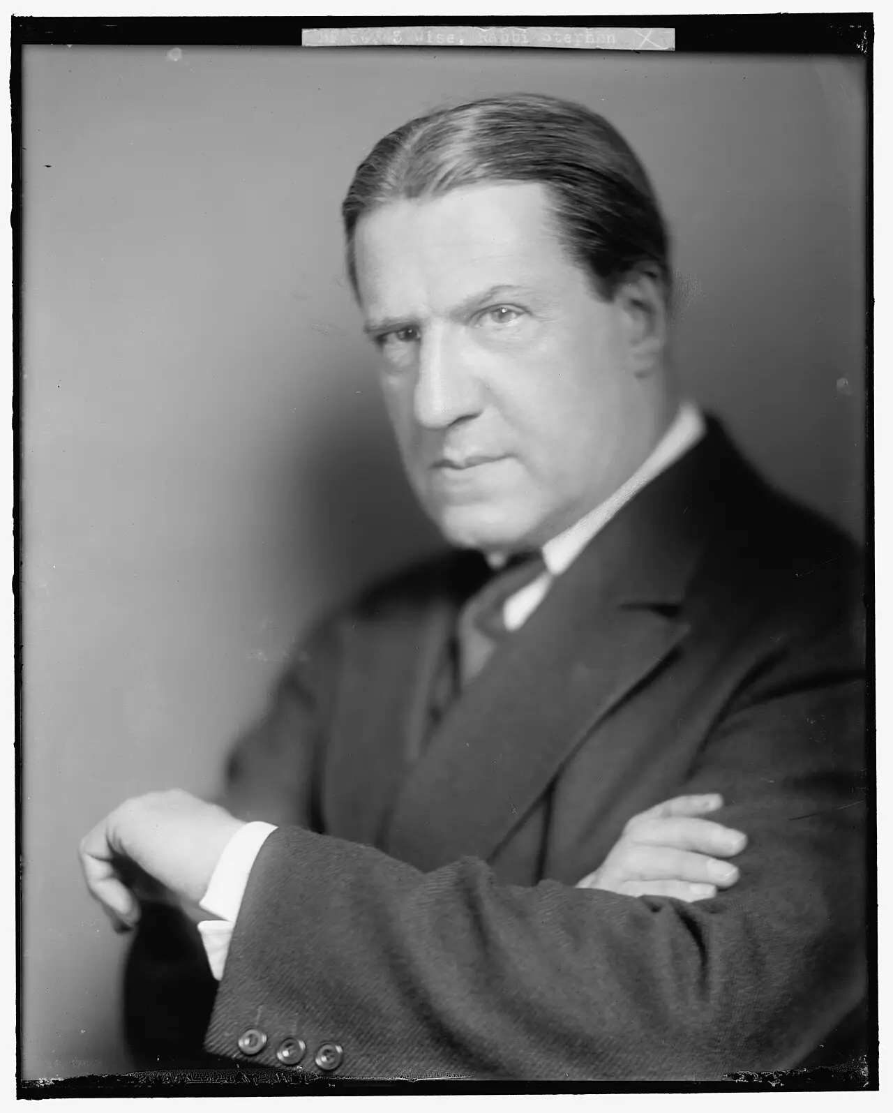 Head-and-shoulders studio portrait of Rabbi Stephen S. Wise in a dark suit.